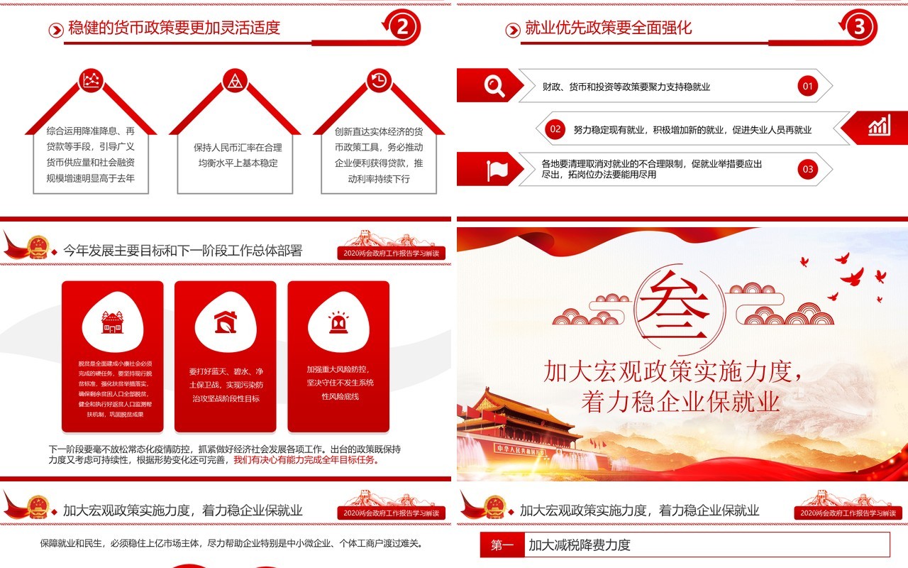 十三届全国两会政府工作报告学习解读党建讲稿PPT模板