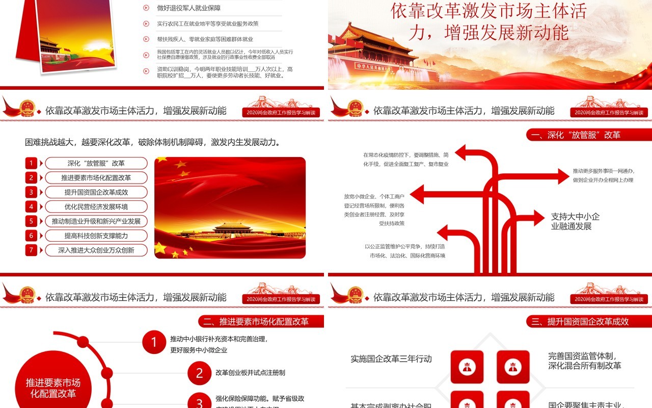 十三届全国两会政府工作报告学习解读党建讲稿PPT模板
