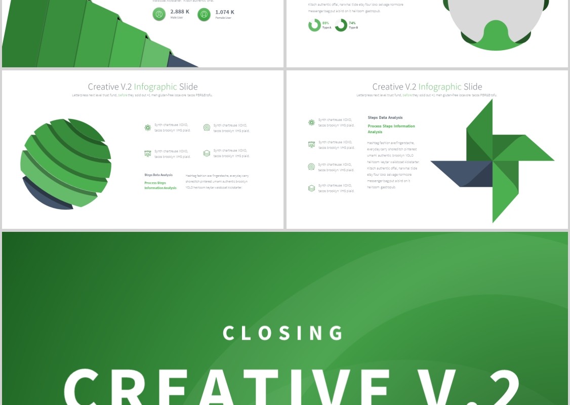 创意PPT信息图表模板Creative V.2 PowerPoint Infographics Slides