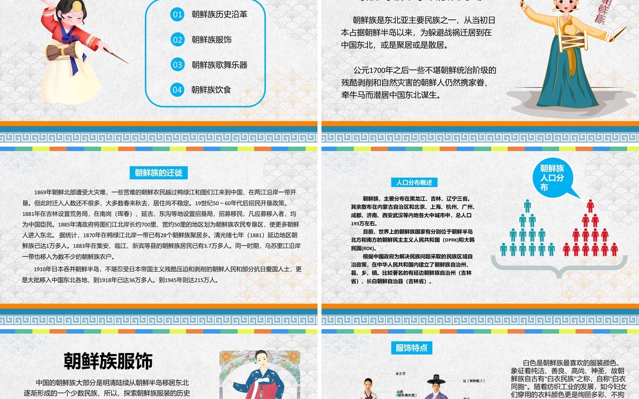 灰色简约朝鲜族民俗介绍PPT模板