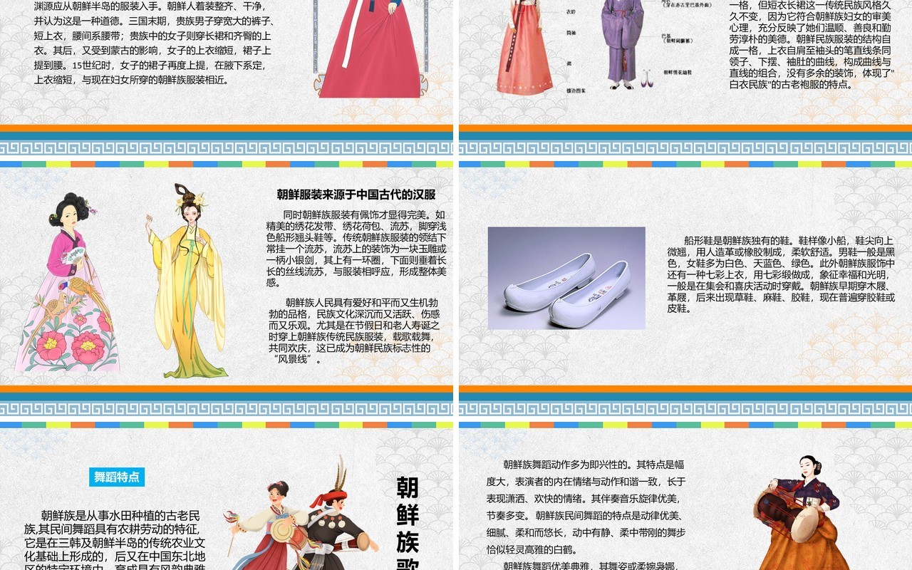 灰色简约朝鲜族民俗介绍PPT模板