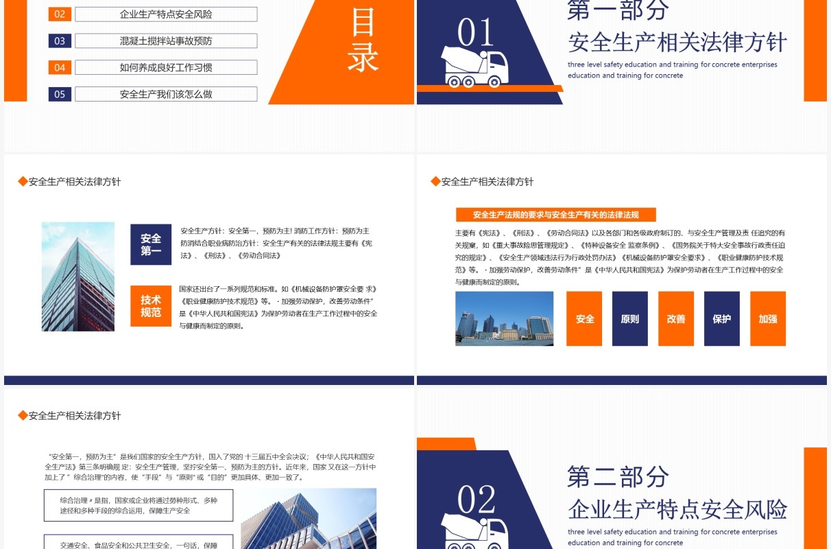混凝土企业三级安全教育培训动态PPT模板
