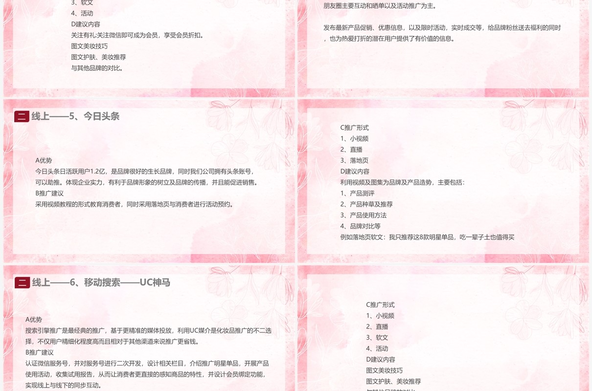 粉色网络营销线上线下精准投放PPT模板