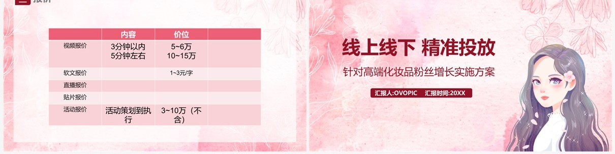 粉色网络营销线上线下精准投放PPT模板
