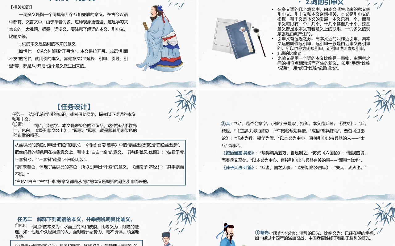 部编版高中语文必修一把握古今词义的联系与区别课件PPT模板