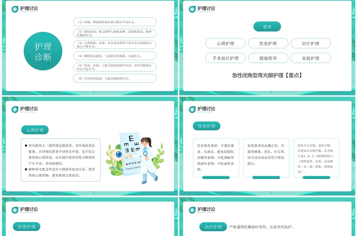 绿色卡通风眼科疑难病例讨论PPT模板