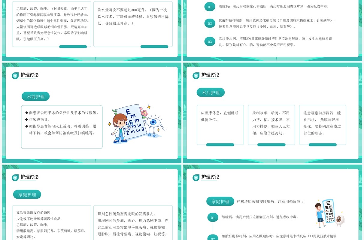 绿色卡通风眼科疑难病例讨论PPT模板