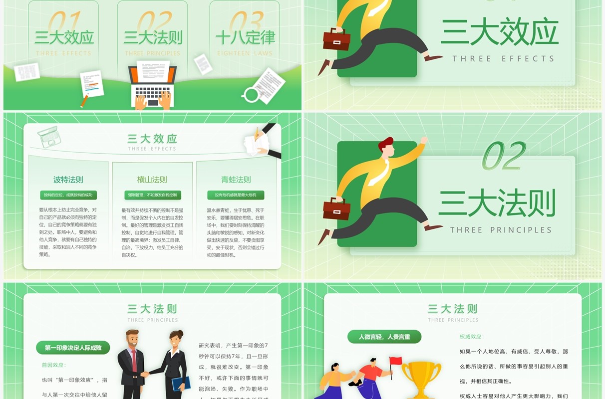 绿色卡通风职场心理学培训PPT模板