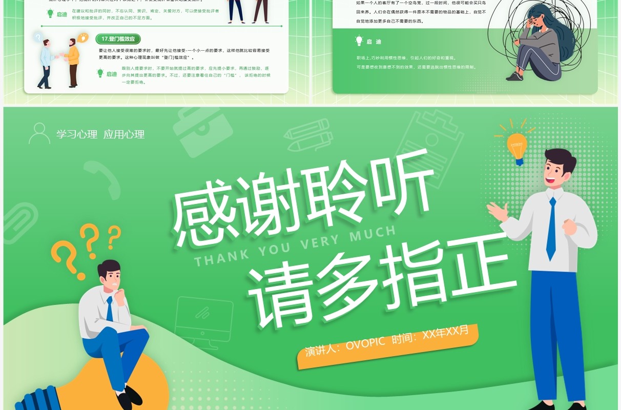 绿色卡通风职场心理学培训PPT模板