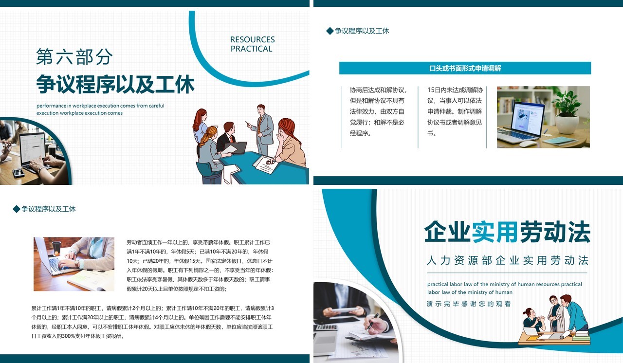 企业人力资源实用劳动法动态PPT模板