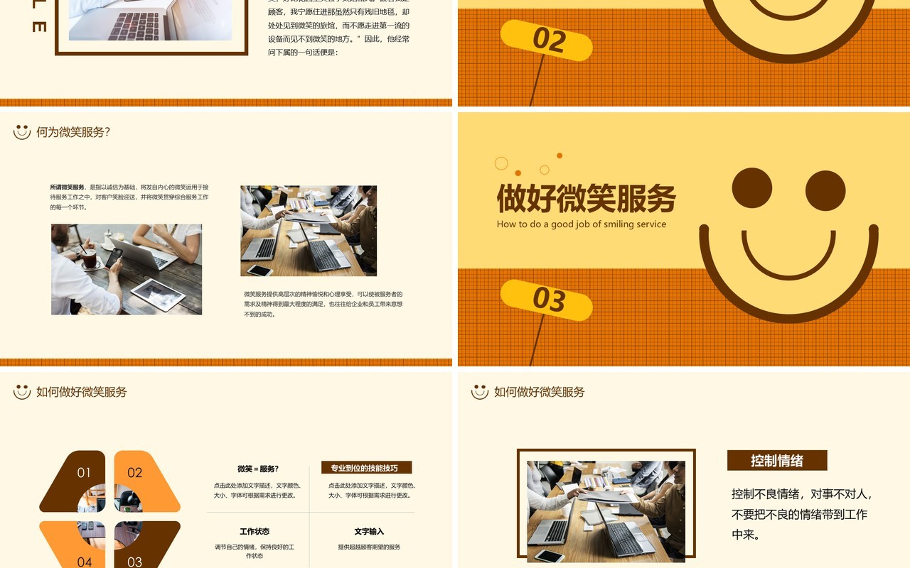 微笑服务培训教程动态PPT模板
