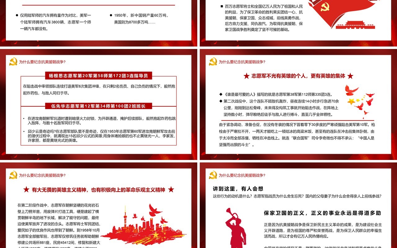 牢记英雄事迹传承伟大抗美援朝精神通用PPT模板