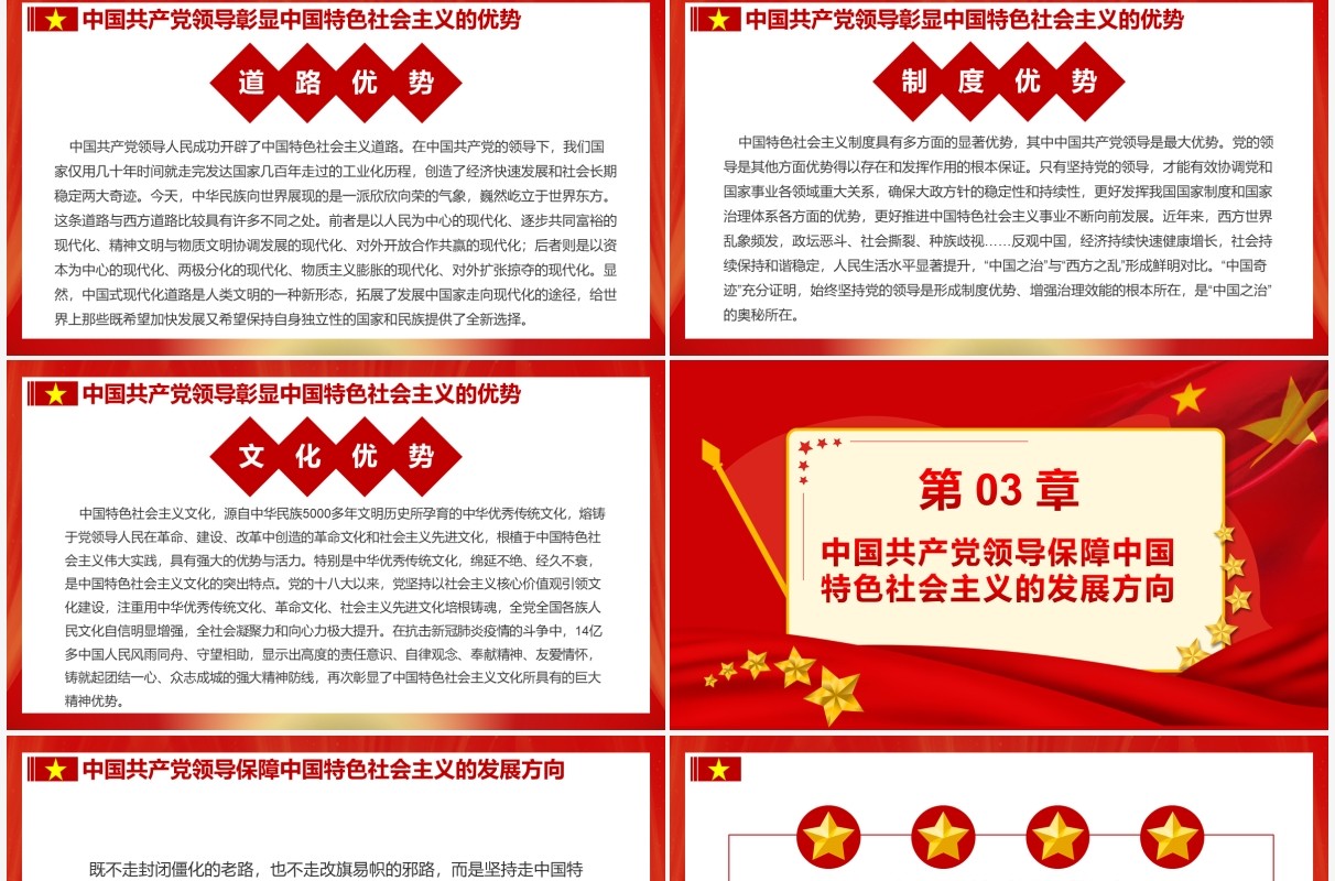 红色大气党政坚持中国共产党领导PPT模板