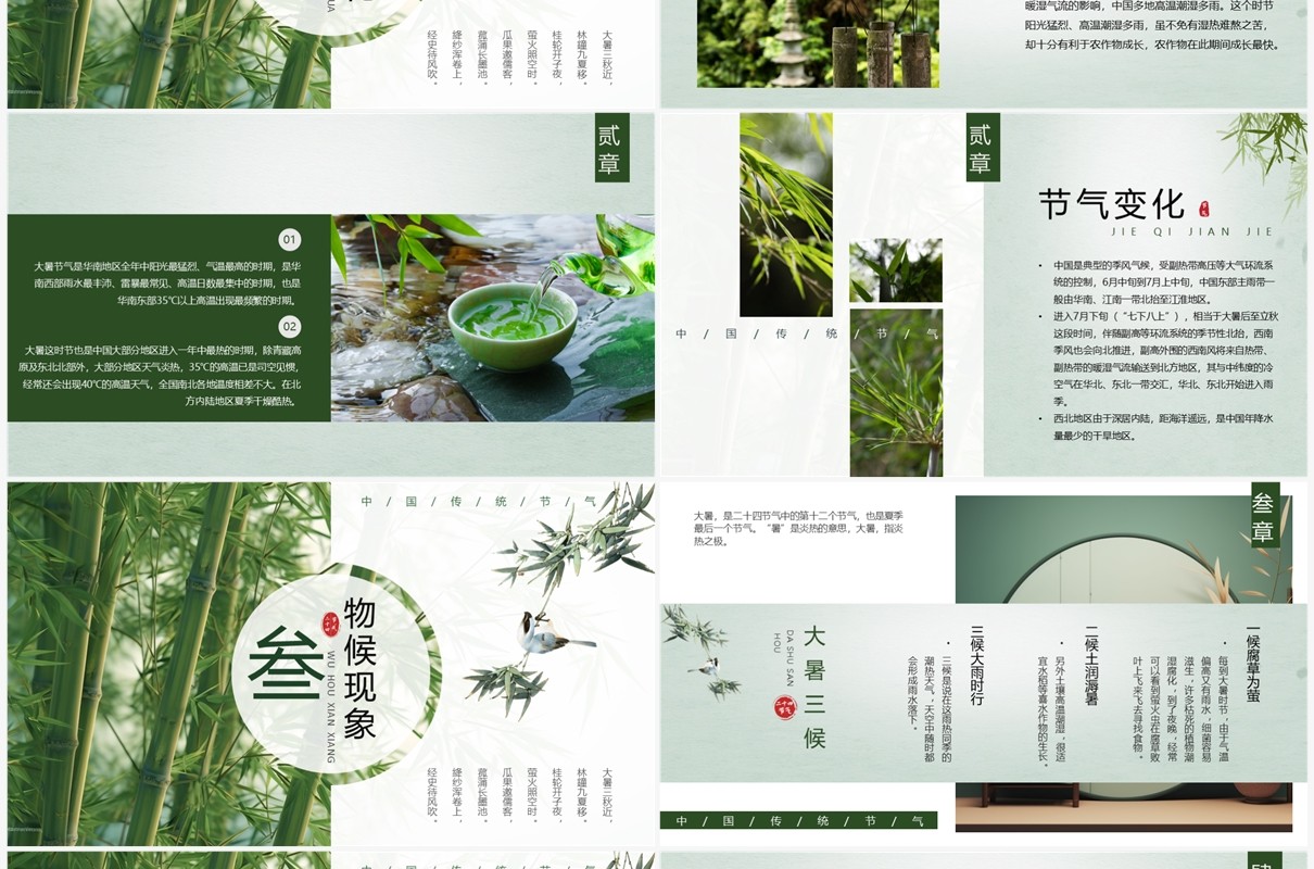 绿色中国风二十四节气之大暑PPT模板