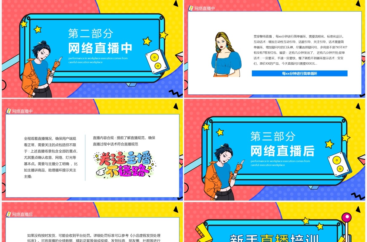 新手直播培训动态PPT模板