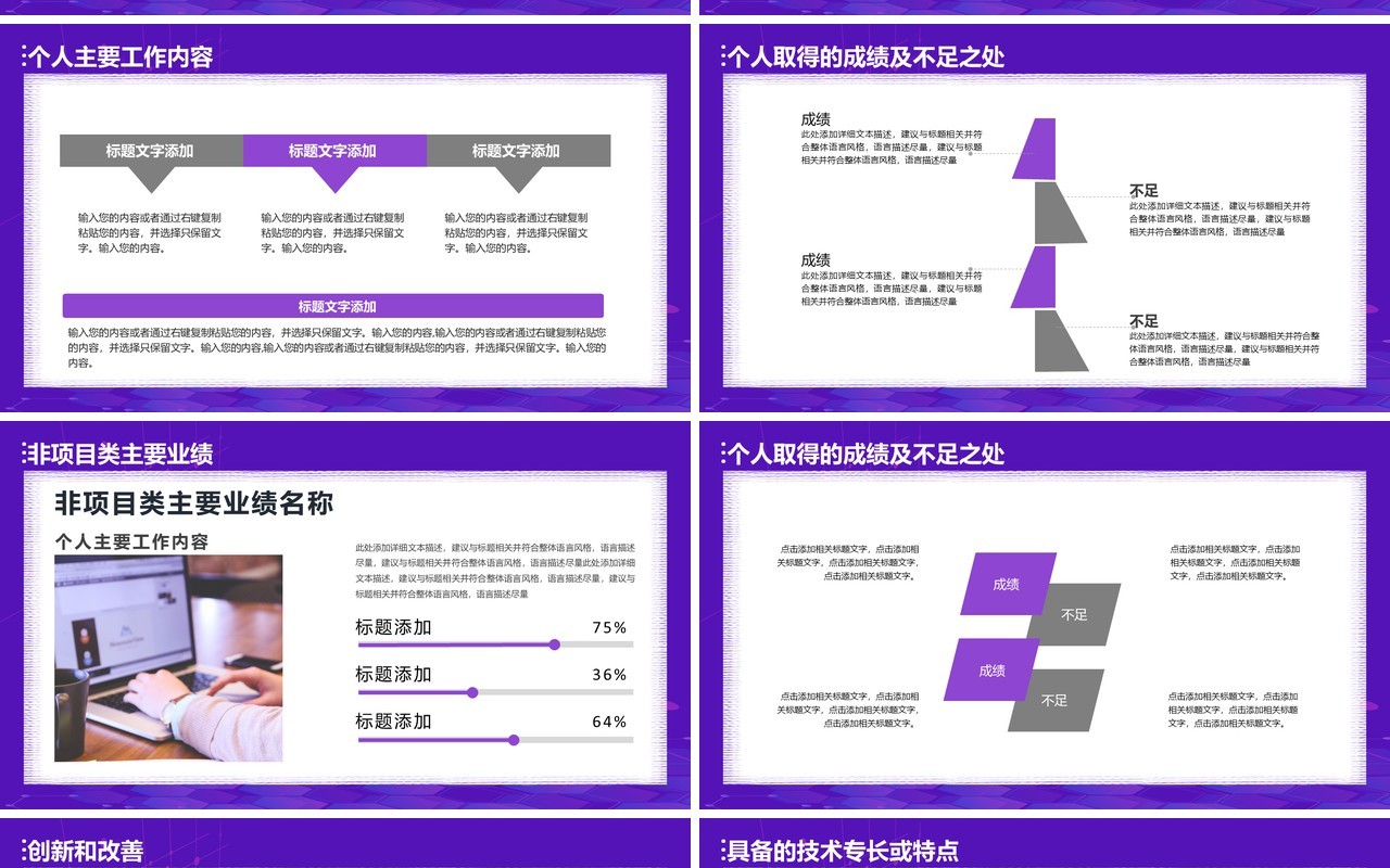 紫色个人晋升职务答辩竞聘PPT模板
