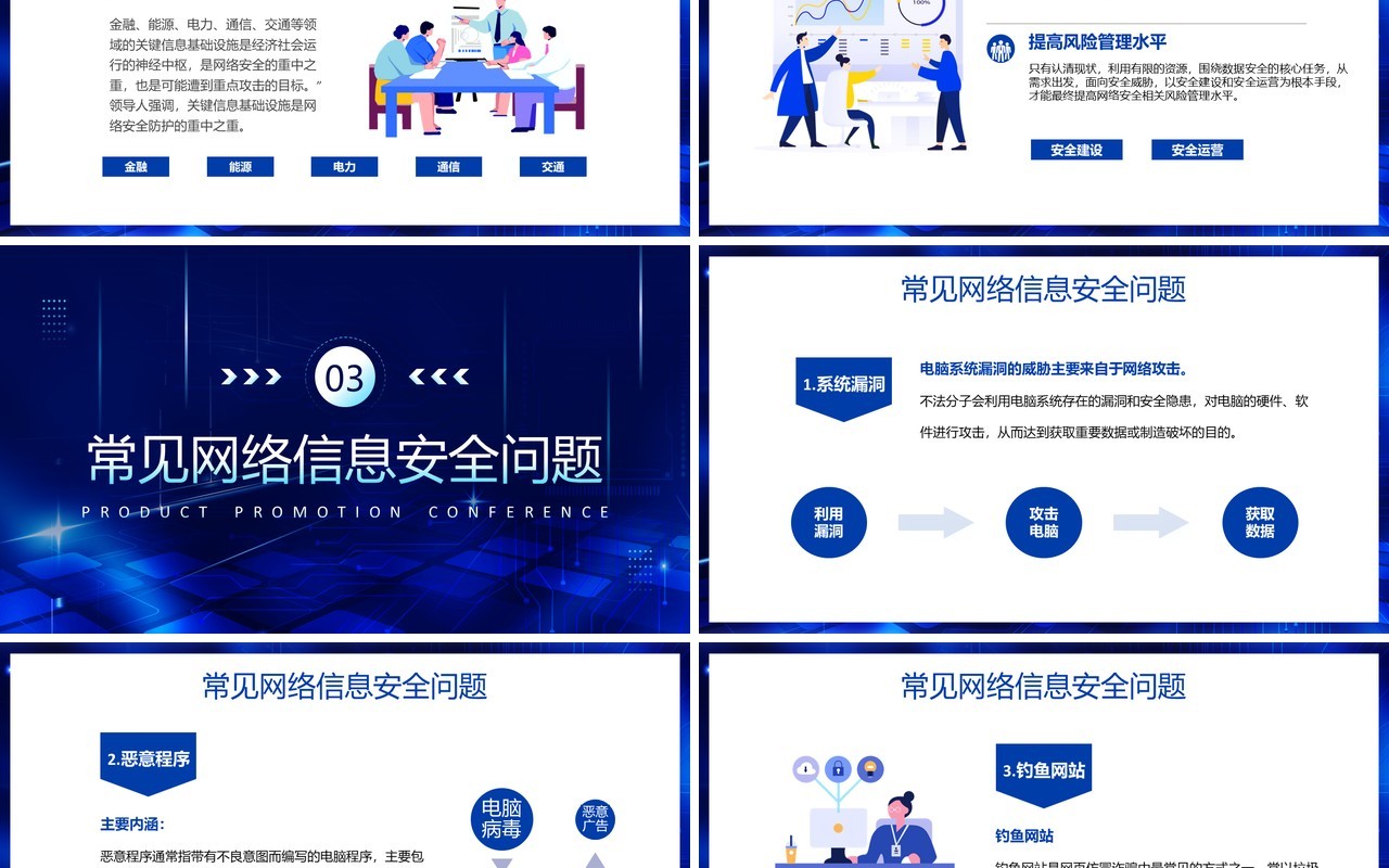 蓝色科技风企业网络安全教育PPT模板