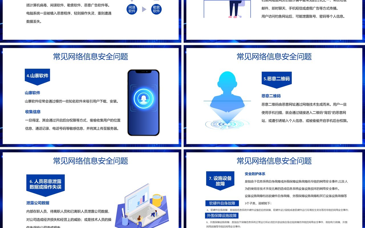 蓝色科技风企业网络安全教育PPT模板