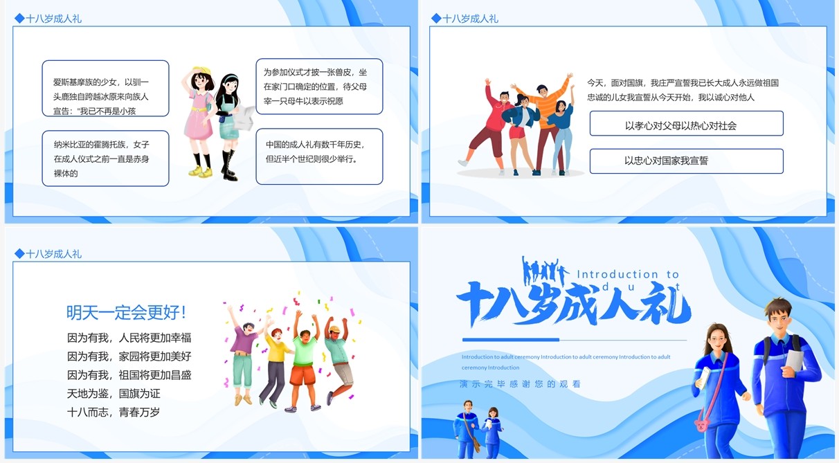 十八岁成人礼介绍成人礼致词动态PPT模板