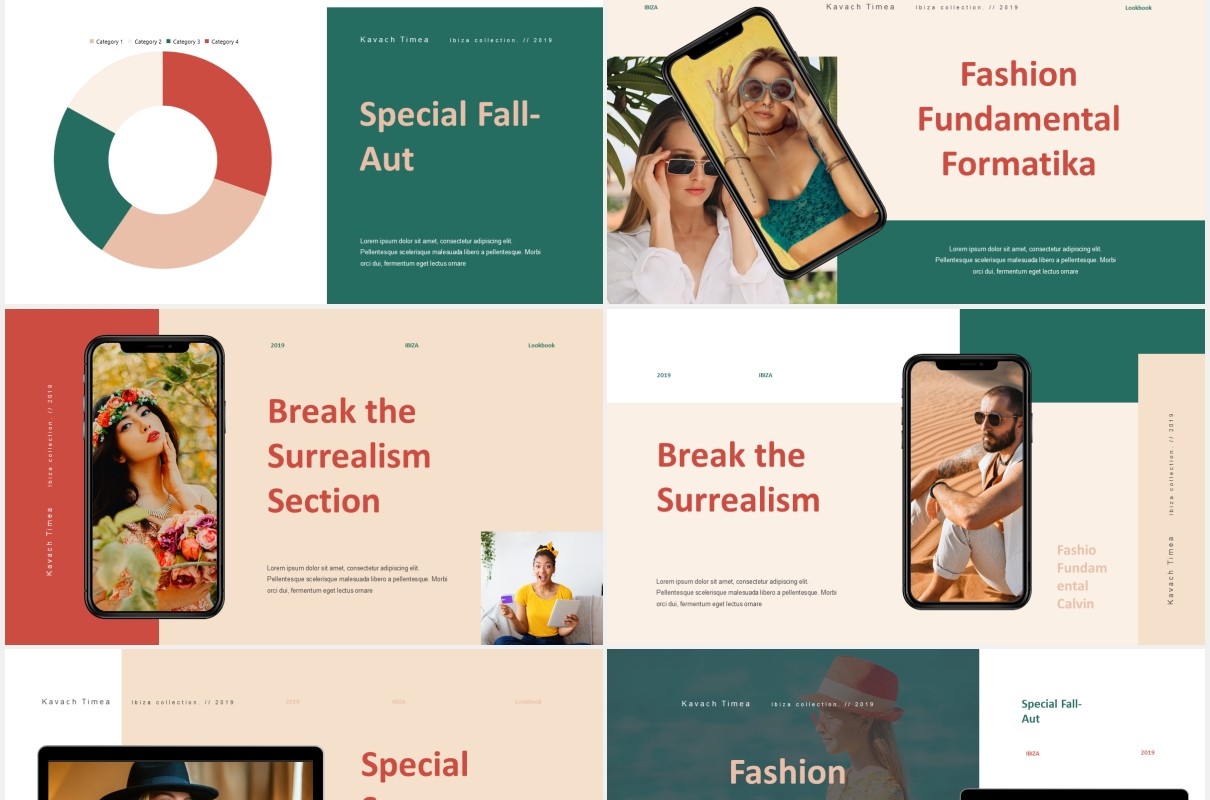 时尚优雅模特摄影展示PPT模板IBIZA - Stylish & Elegant Powerpoint Template