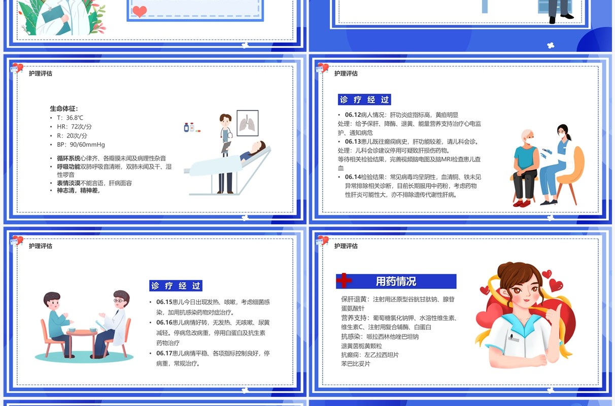 蓝色卡通风护理个案汇报PPT模板