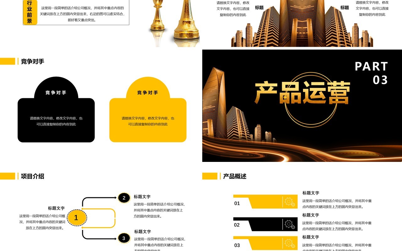 2021黑金商务风商业计划书公司介绍工作汇报通用PPT模板