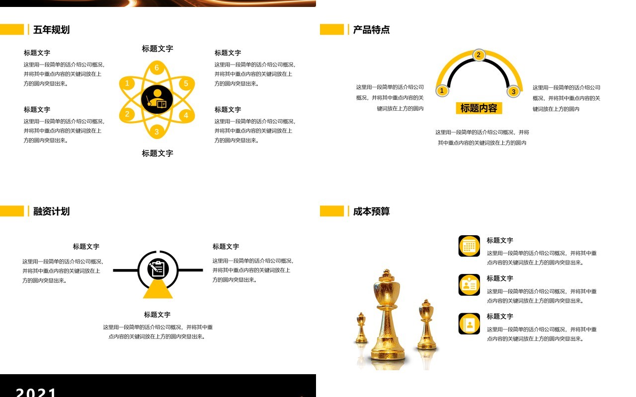 2021黑金商务风商业计划书公司介绍工作汇报通用PPT模板