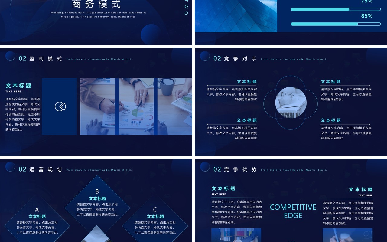 蓝色渐变商务风小程序商业计划书PPT模板