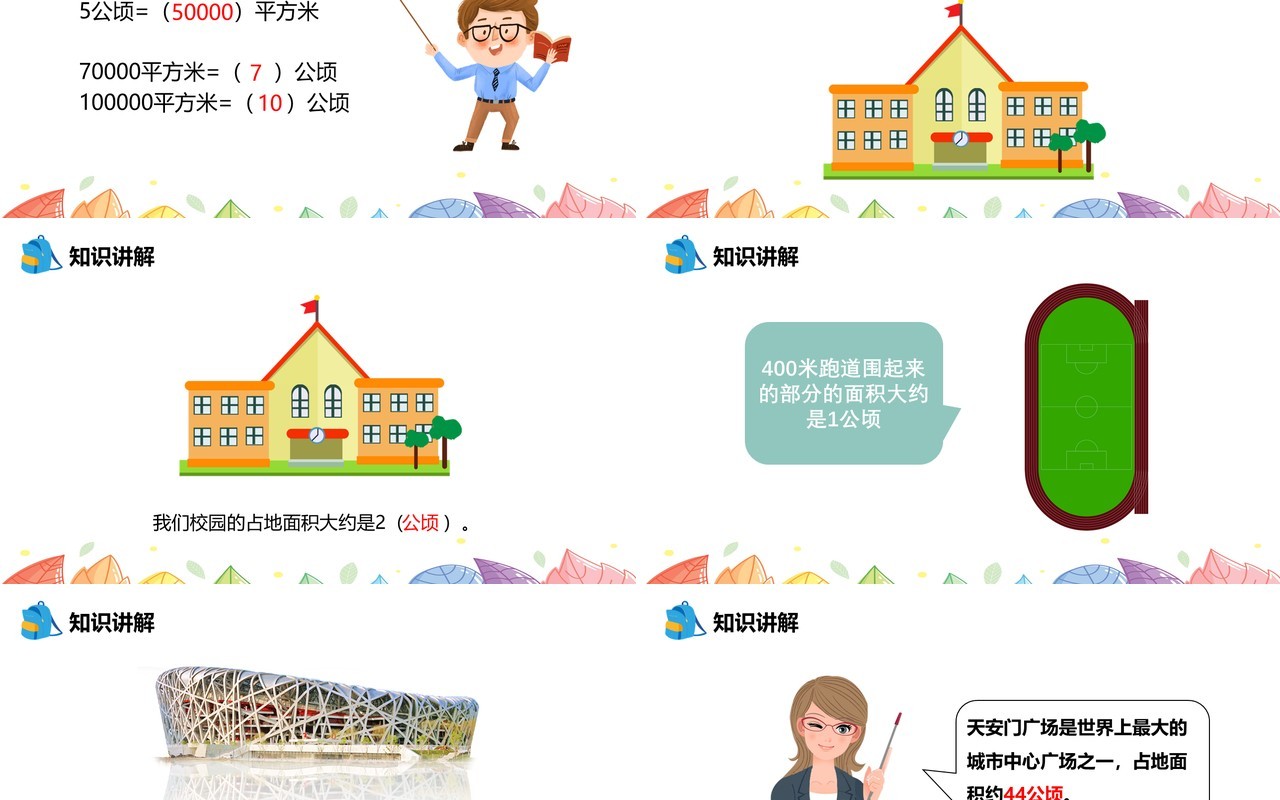 部编版四年级数学上册公顷的认识课件PPT模板