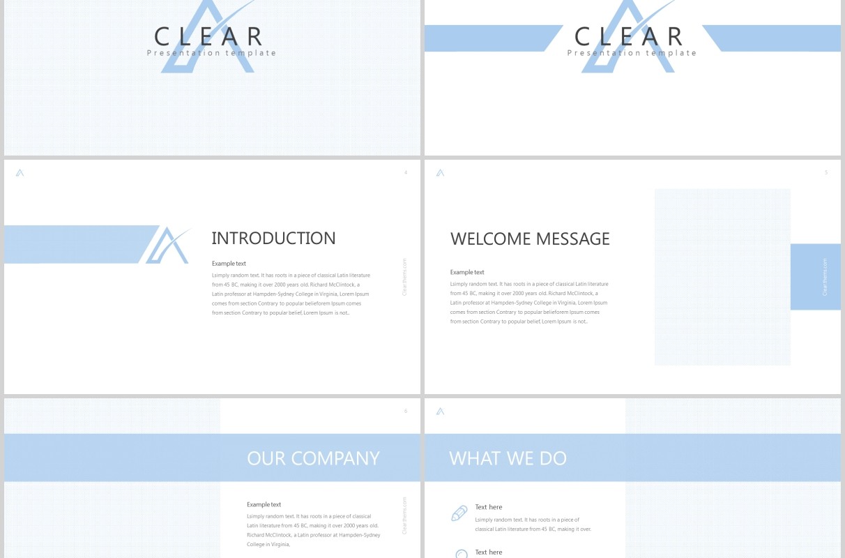 简洁蓝色公司简介企业介绍PPT模板clear powerpoint template
