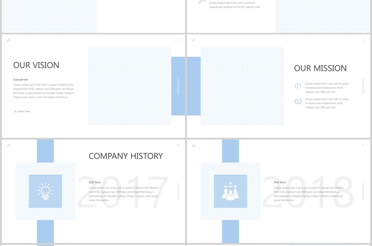 简洁蓝色公司简介企业介绍PPT模板clear powerpoint template