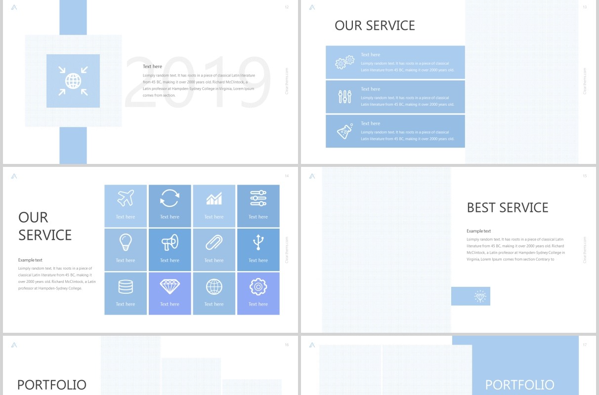 简洁蓝色公司简介企业介绍PPT模板clear powerpoint template
