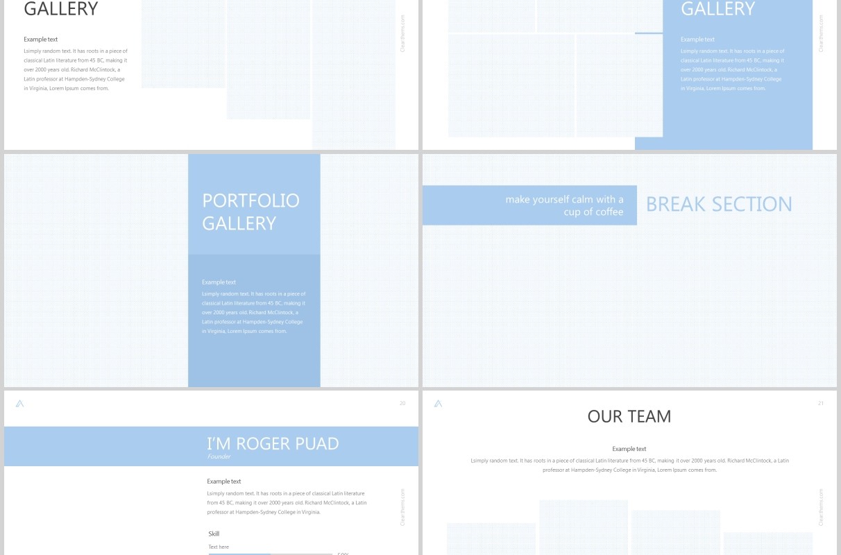 简洁蓝色公司简介企业介绍PPT模板clear powerpoint template