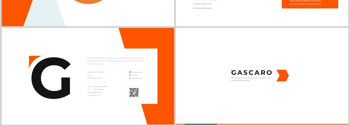 简约橙色欧美时尚PPT图片占位符版式设计模板Gascaro Powerpoint