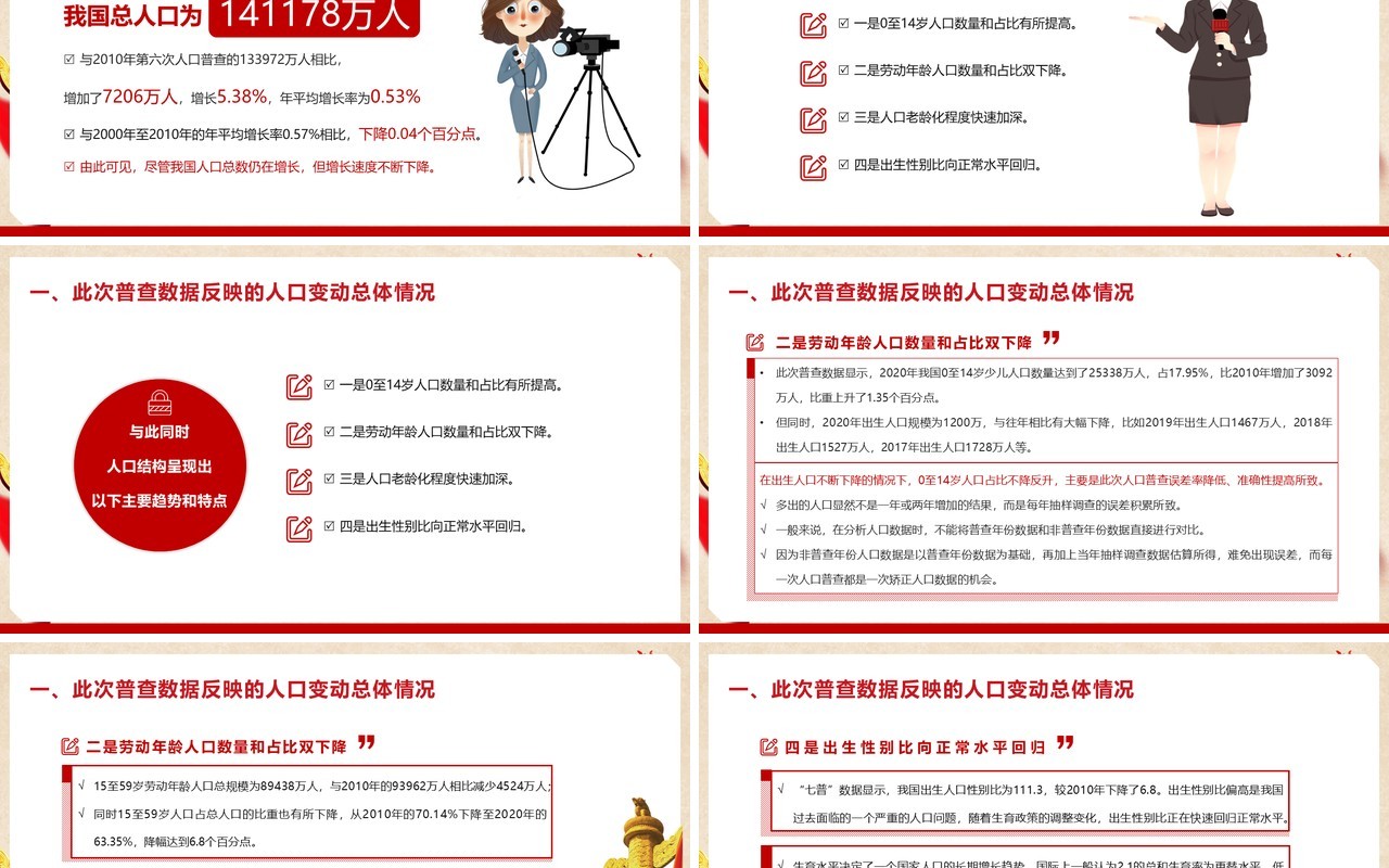 红色党政风全国第七次人口普查宣传PPT模板