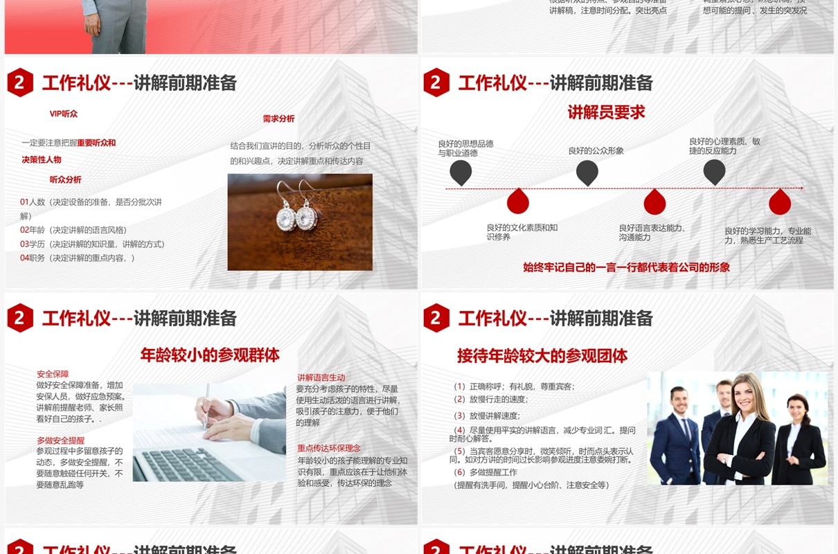 红色企业部门员工礼仪培训PPT模板