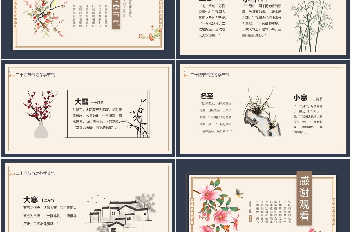 中国传统二十四节气介绍动态PPT模板
