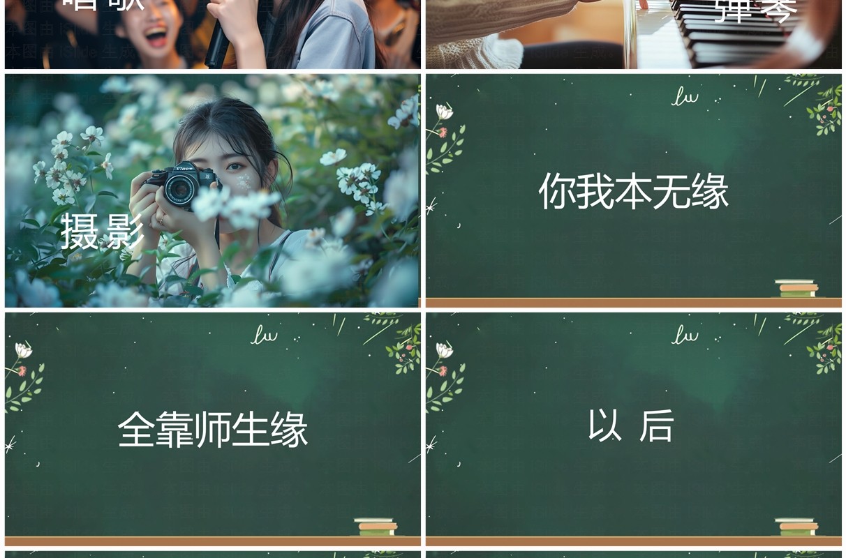 绿色插画风教师自我介绍快闪PPT模板