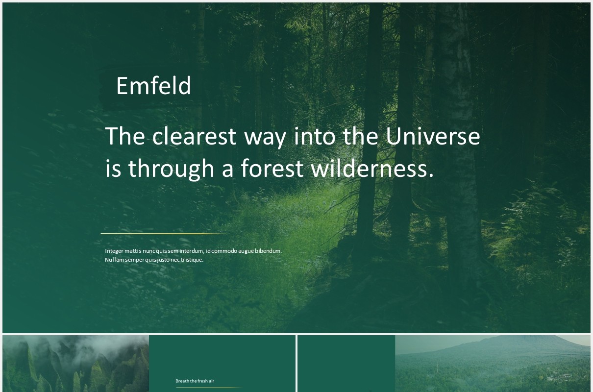 绿色户外旅游PPT模板emfeld powerpoint template