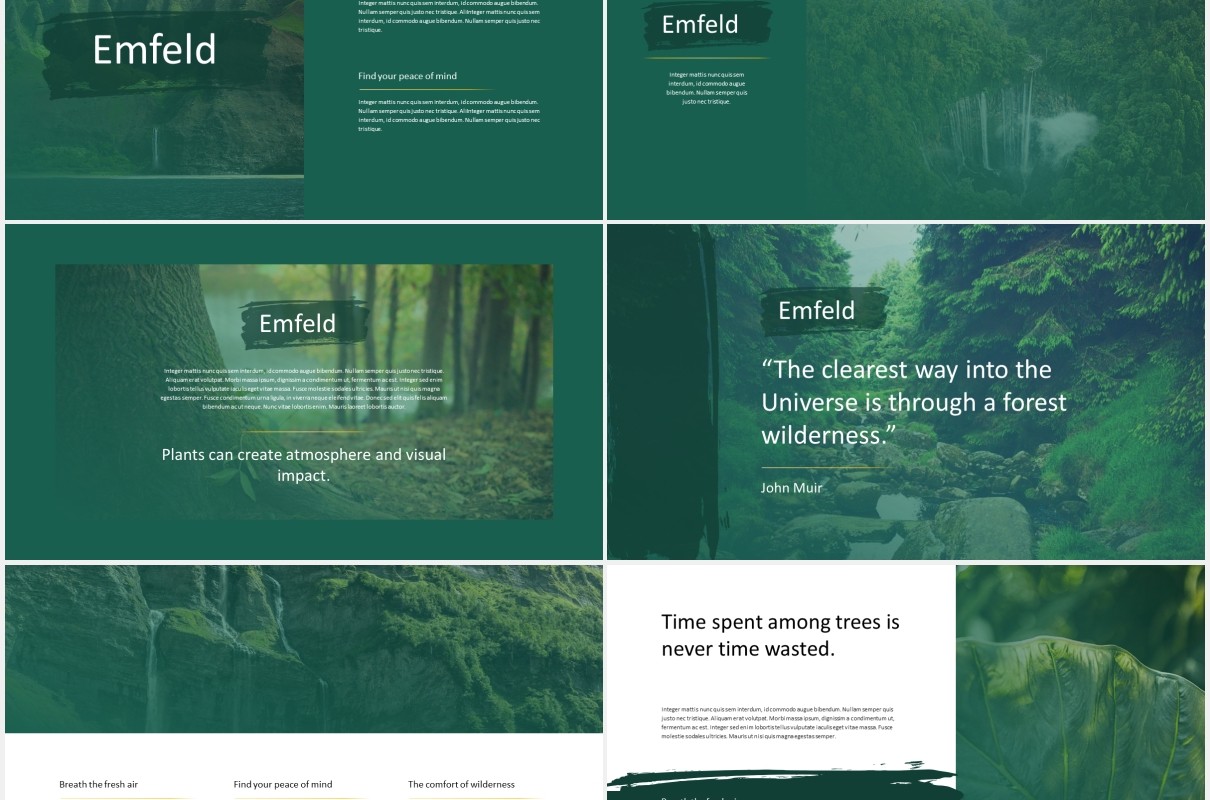 绿色户外旅游PPT模板emfeld powerpoint template