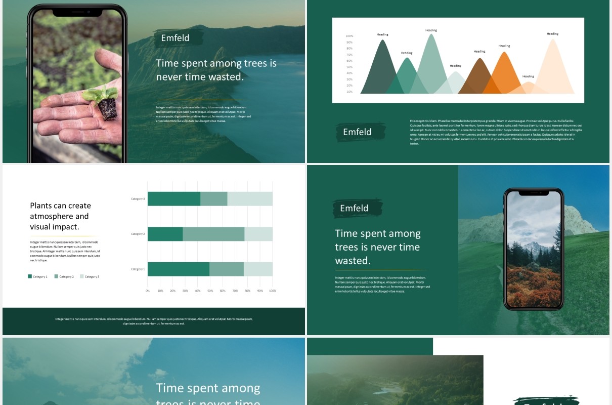 绿色户外旅游PPT模板emfeld powerpoint template