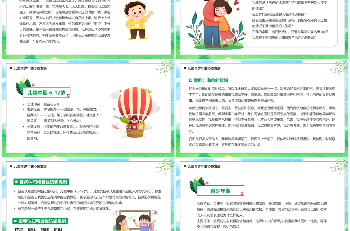 卡通儿童心理学人格的养成及其培养PPT模板