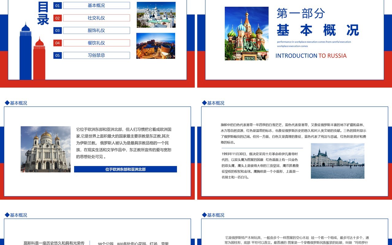 世界上面积最大的国家俄罗斯介绍动态PPT模板