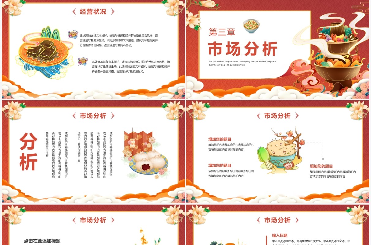 橙色国潮餐厅商业计划书PPT通用模版