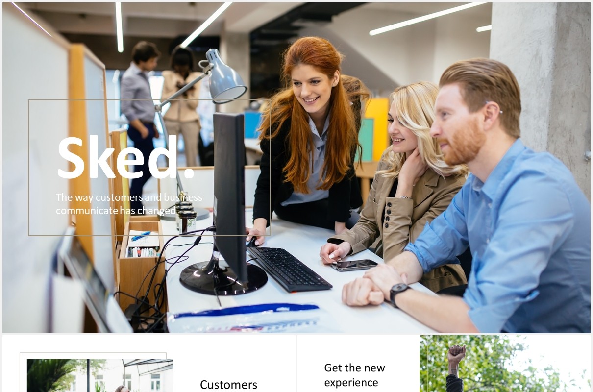 数字代理公司宣传介绍PPT模板sked elegant digital agency powerpoint template