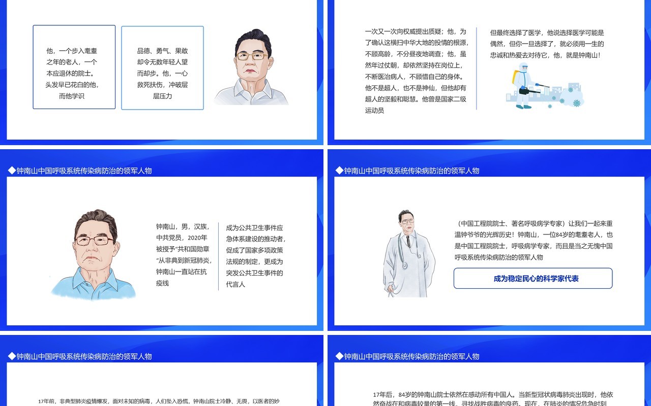 钟南山中国呼吸系统传染病防治的领军人物动态PPT模板