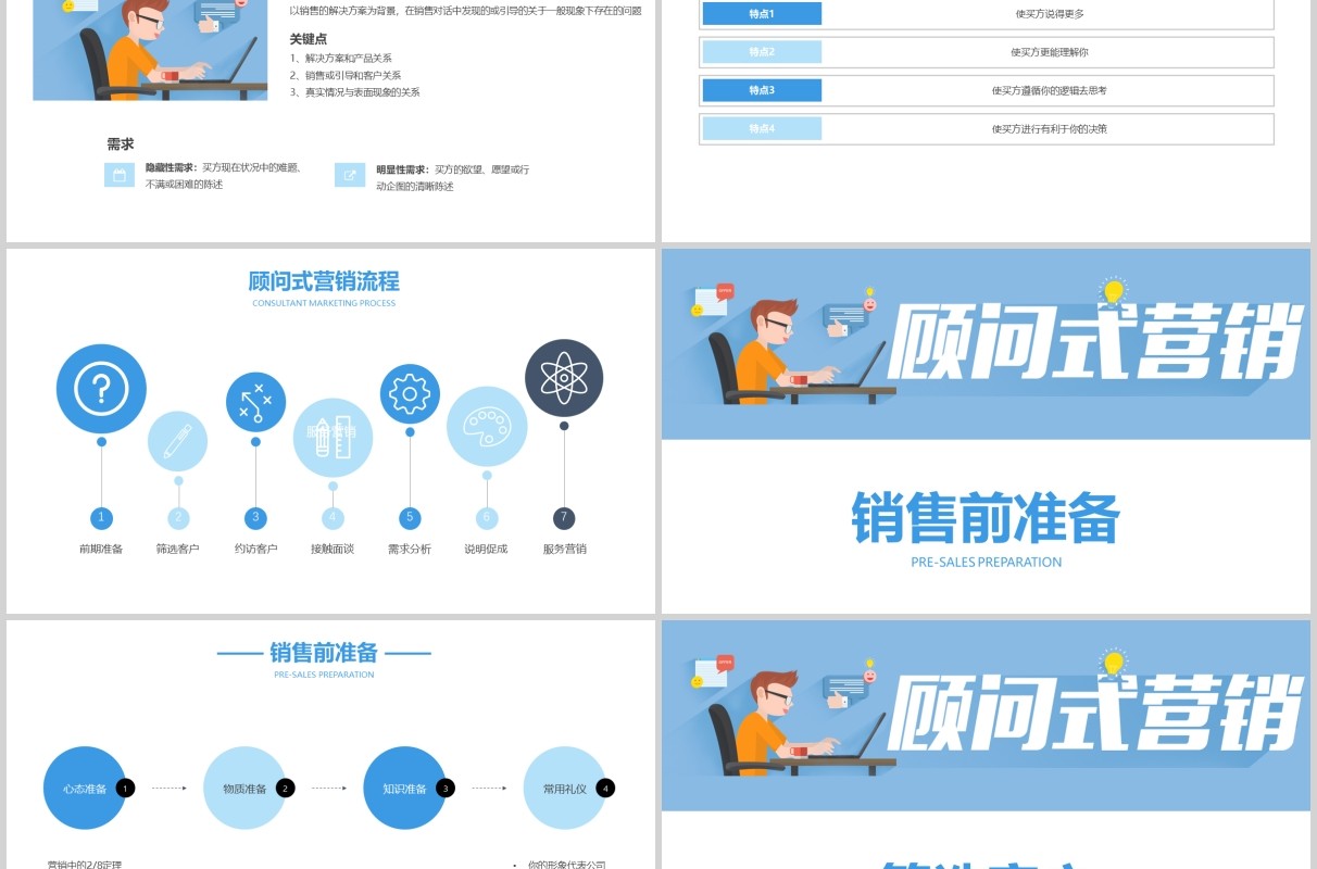 简约淡雅顾问式销售营销PPT模板