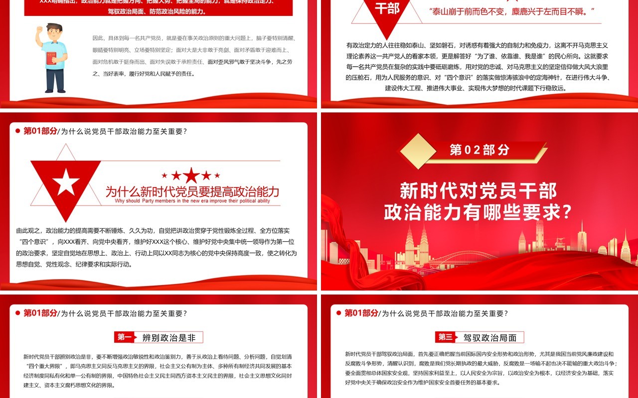 为什么新时代党员要提高政治能力党课讲稿PPT模板