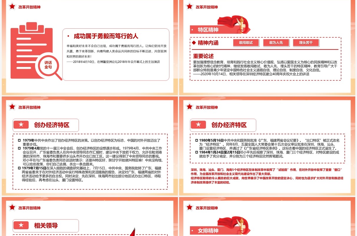 红色中国风中国精神谱系PPT模板