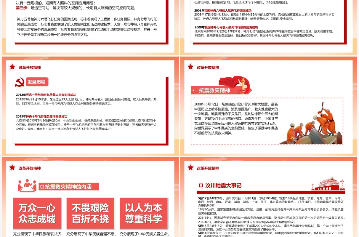 红色中国风中国精神谱系PPT模板